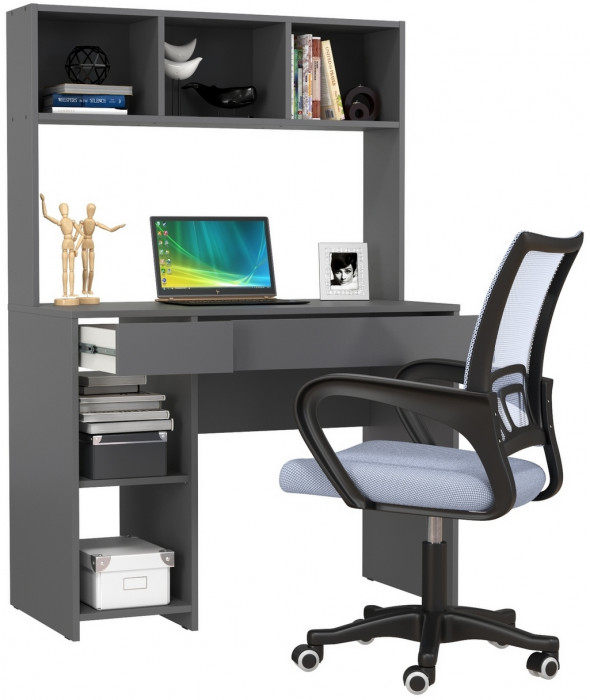 Стол компьютерный Комфорт 12.77F + кресло 103 серое, цвет тёмно-серый, ШхГхВ 100х49,8х147 см., универсальная сборка