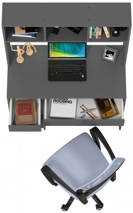 Стол компьютерный Комфорт 12.77F + кресло 103 серое, цвет тёмно-серый, ШхГхВ 100х49,8х147 см., универсальная сборка