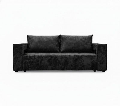 Диван-кровать Лофт Люкс Плюш с подсветкой, еврокнижка, независимый пружинный блок, 140х195, черный