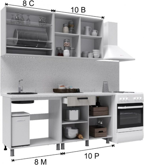 Кухонный гарнитур Нагано 1,8м Дуб Юкон