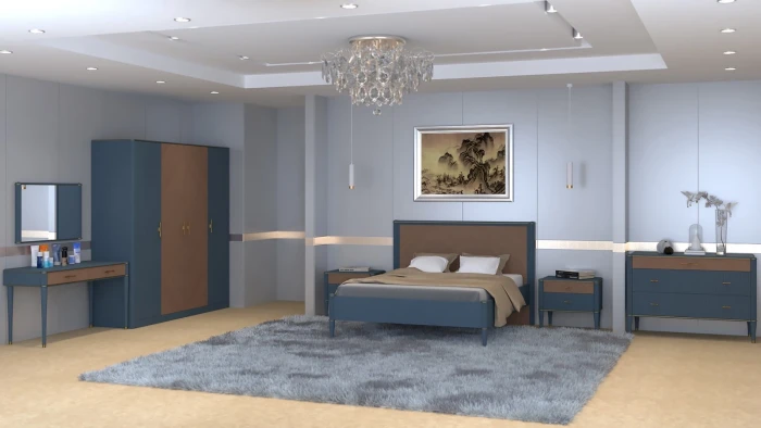 Модульная спальня "Тиволи" из массива дуба - Серый антрацит (лак)