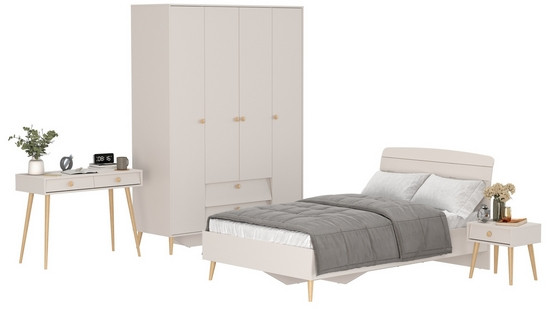 Афина Спальня 33-1200, цвет кашемир серый, сп.м. 1200х2000 мм., б/м, основание есть - фанера