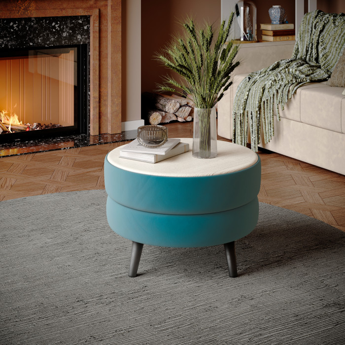 Стол журнальный "Рамус", Бирюза/МДФ клен кремовый