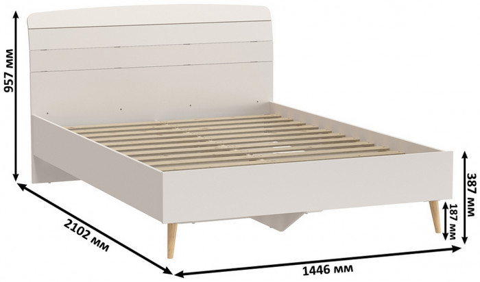 Афина Спальня 33-1400, цвет кашемир серый, сп.м. 1400х2000 мм., б/м, основание есть - фанера
