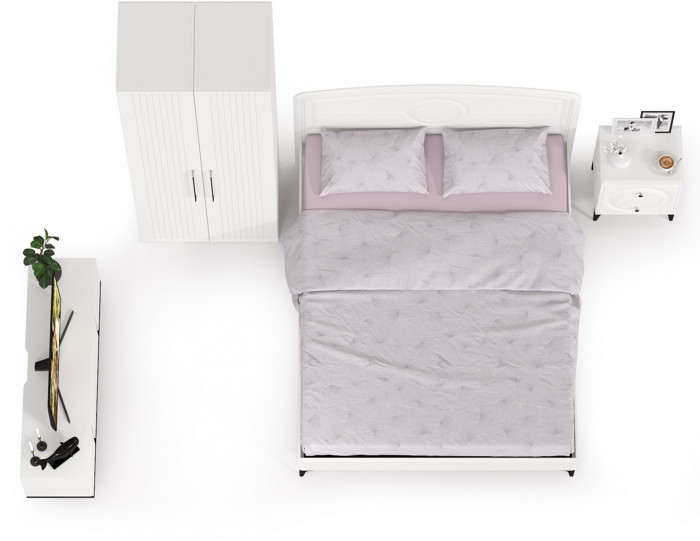 Валенсия Спальня № 35, цвет ЛДСП белый шагрень/чёрный/МДФ белый шагрень, ортопед есть, сп. м. 1600х2000 мм., б/м