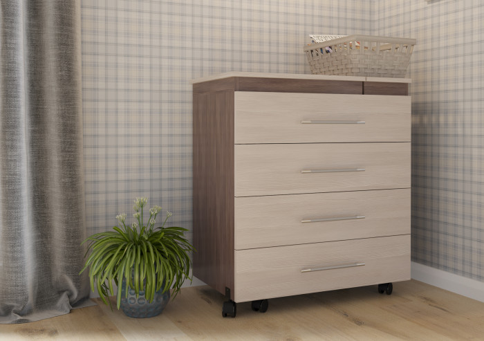 Комод с гладильной доской 4-44300бод.темсв, цвет бодега тёмный/бодега светлый, ШхГхВ 75х43х84 см., разложенный 169х43х91 см.