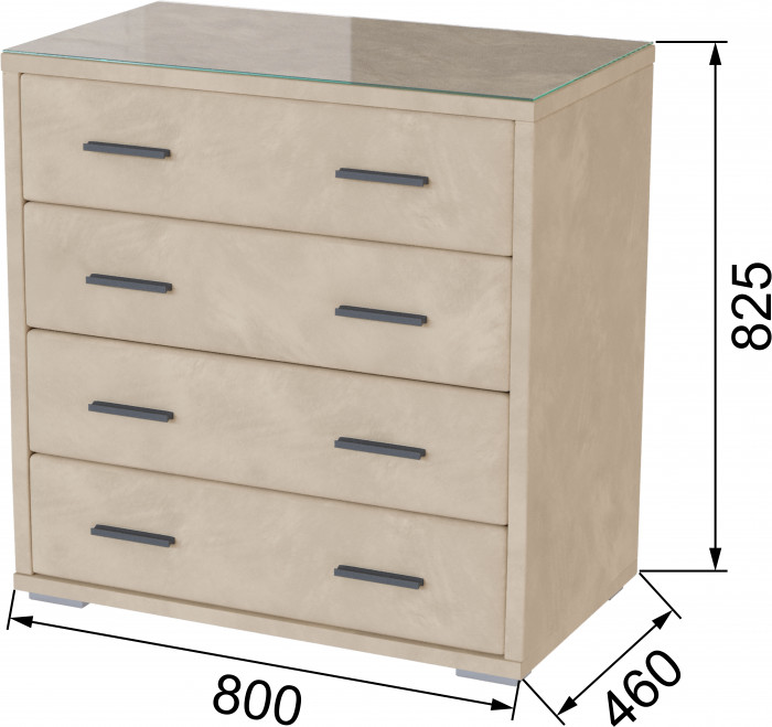 Интерьерный комод со стеклом бежевый