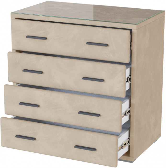 Интерьерный комод со стеклом бежевый