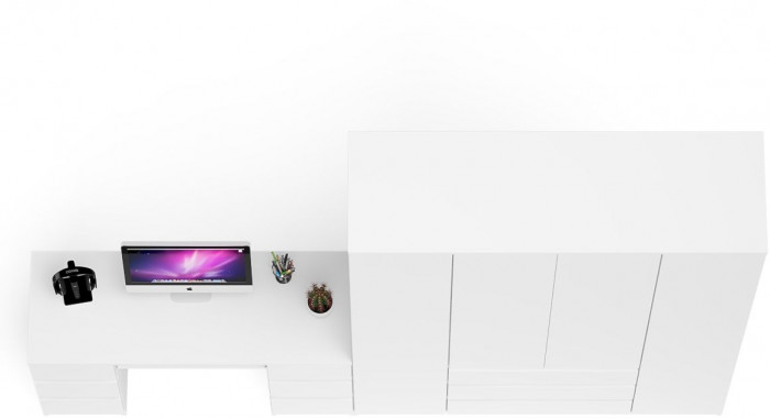 Мори компьютерный стол МС-2 + Шкаф МШ1600.1, белый