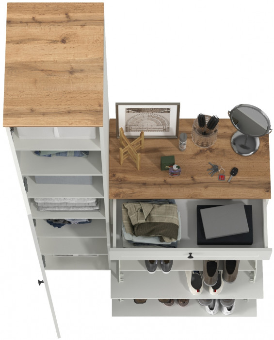 Остин Прихожая 10, белый шагрень/дуб крафт золотой