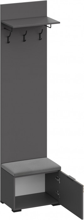 Нао Вешалка-Прихожая с тумбой В-4006, Графит/Графит, Дуб Вотан