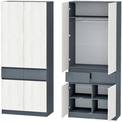 Иннэс-10 Шкаф 2-х створчатый, Графит\Ясень Анкор Св.