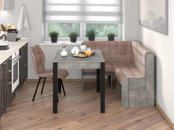 Угловая скамья Квадро Бетон ателье/Латте