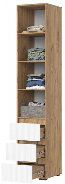 Хелен ПН 03 Пенал закрытый (0,400х2,100х0,460) белый супермат, белый/дуб крафт золото