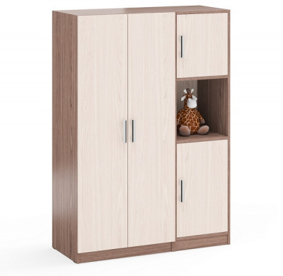 Шкаф С-МД-СК9Ш+Пенал С-МД-СК9П, цвет ясень шимо светлый/ясень шимо тёмный, ШхГхВ 113х45х160 см., универсальная сборка