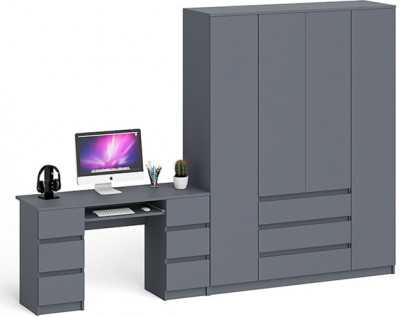Мори компьютерный стол МС-2 + Шкаф МШ1600.1, графит