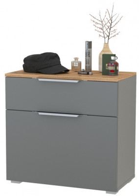 Октава 16.127 Тумба для обуви, цвет серый графит/дуб крафт золотой/фасады МДФ серый графит, ШхГхВ 64,9х35,4х62,2 см.