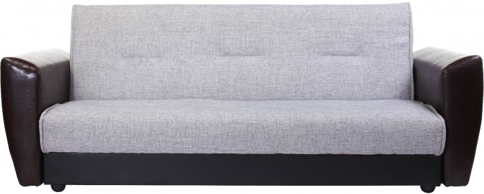 Диван-кровать Амстердам, 120х190, книжка, рогожка/экокожа, серый