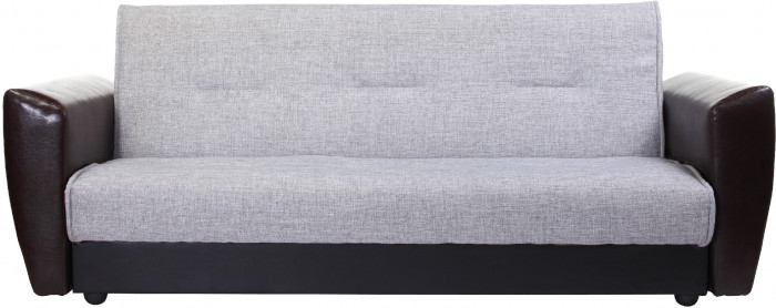 Диван-кровать Амстердам, 120х190, книжка, рогожка/экокожа, серый