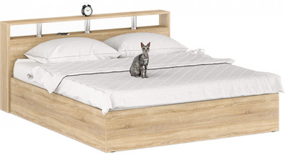 Камелия Кровать 1800, цвет дуб сонома, ШхГхВ 183,5х217х78,2 см., сп.м. 1800х2000 мм., без матраса, основание есть