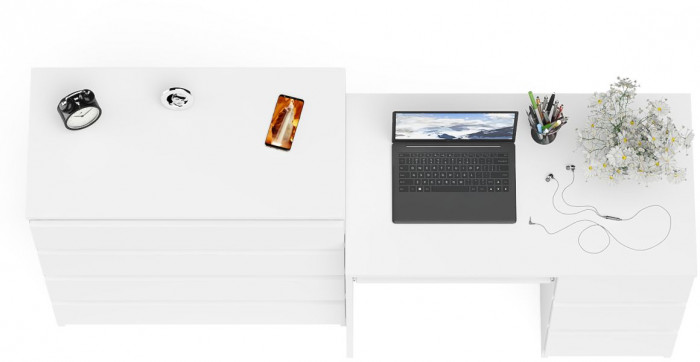 Мори Стол компьютерный МС-6 правый + Комод МК800.4, цвет белый, ШхГхВ 170,4х50х94 см., выдвижные ящики справа, НЕ универсальная сборка