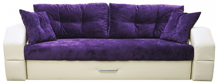 Диван еврокнижка Манчестер 160 ВЕЛЮР 10 ФИОЛЕТОВЫЙ ЭКОКОЖА БЕЖЕВАЯ НПБ