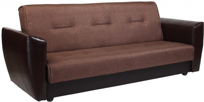 Диван-кровать Амстердам, 120х190, книжка, рогожка/экокожа, коричневый