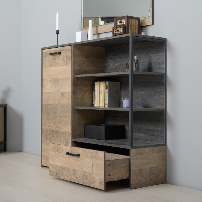 Трувор 13.307.01 Комод + 13.307.02 Комод с ящиками, цвет дуб гранж песочный/интра, ШхГхВ 175х37х106,9 см., универсальная сборка