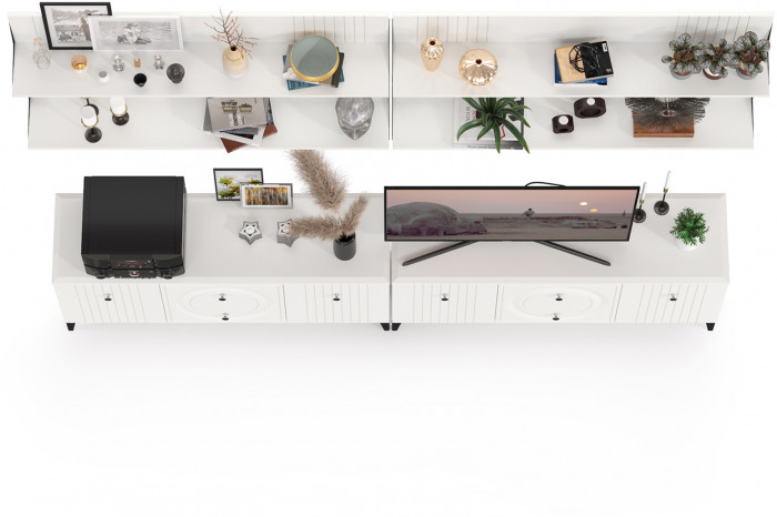 Валенсия Гостиная № 053, ЛДСП белый шагрень/МДФ белый шагрень