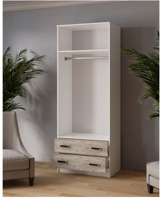 Шкаф комбинированный Лагуна с антресолью 800 белый/дуб юкон