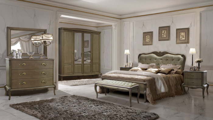 Кровать двуспальная 2,0 "Монако" - отделка Классик (лак)