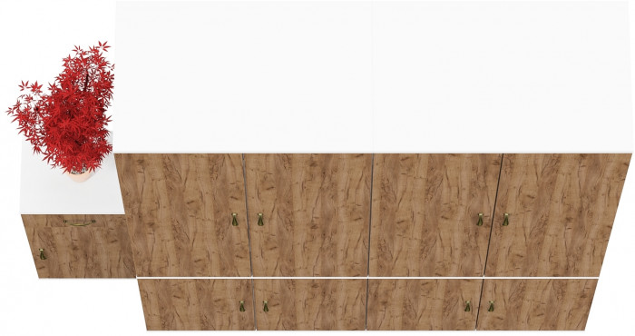 Лидер-8 Шкаф МД 19Б + Шкаф МД 19Б + Тумба МД 3.15, цвет белый шагрень/крафт золото, ШхГхВ 200х50х190 см., универсальная сборка