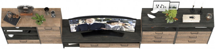 Трувор Гостиная 106, цвет дуб гранж песочный/интра, ШхГхВ 390,8х45,4х106,9 см., универсальная сборка