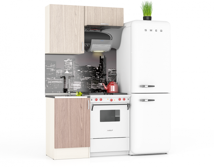 Кухня Мери 01 ШВ500+ШВв600+ШНМ500, цвет дуб/ясень шимо светлый/ясень шимо тёмный, ШхГхВ 110х30х67 см./50х60х85 см.