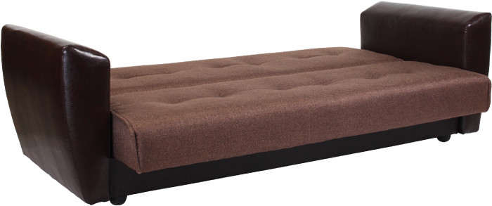 Диван-кровать Амстердам, 140х190, книжка, рогожка/экокожа, коричневый