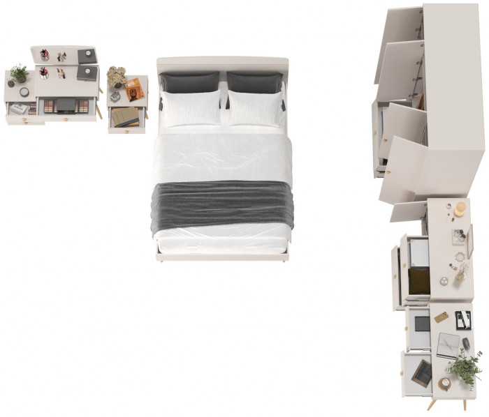 Афина Спальня 35-1400, цвет кашемир серый, сп.м. 1400х2000 мм., б/м, основание есть - фанера