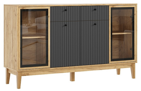 Комод "Оливия" (рамка AGT), Крафт золотой/Браш графит