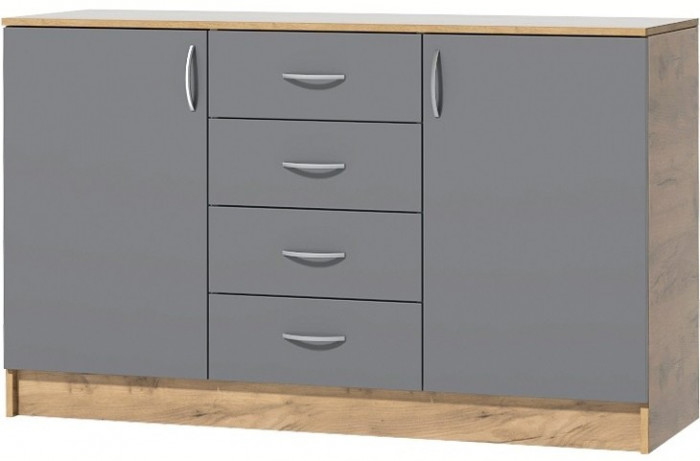 Кэт-7 Комод 2 створки 4 ящика (Крафт золотой / Миндаль)