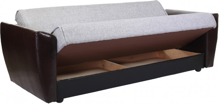 Диван-кровать Амстердам, 140х190, книжка, рогожка/экокожа, серый