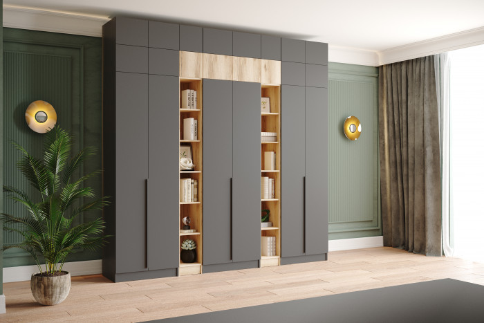 Шкаф Мадрид, композиция 23, Дуб делано/Графит серый