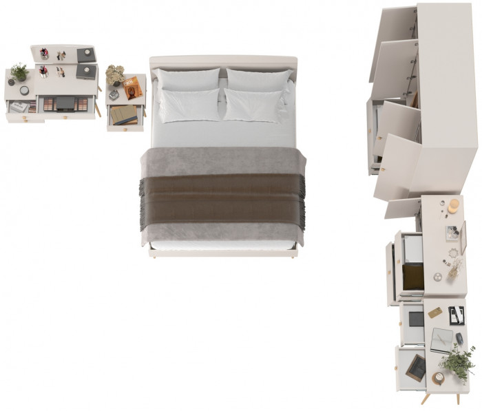 Афина Спальня 35-1600, цвет кашемир серый, сп.м. 1600х2000 мм., б/м, основание есть - фанера