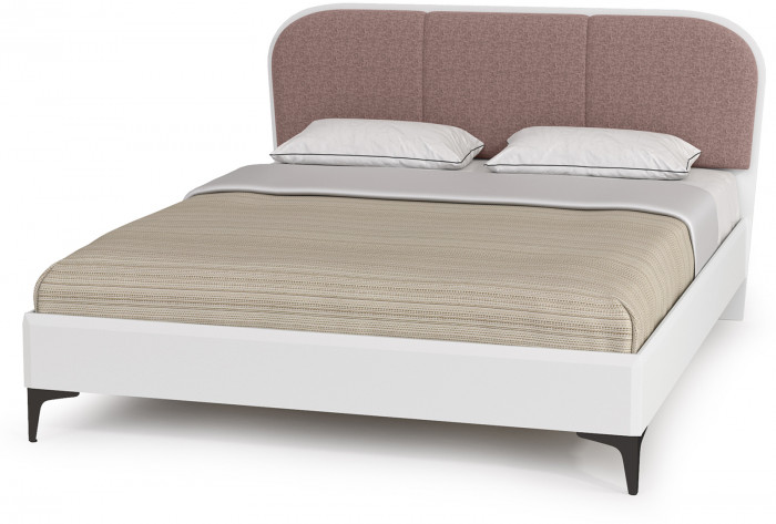 Валенсия Спальня № 44, цвет ЛДСП белый шагрень/МДФ белый шагрень/ткань велутто 19, ортопед есть, сп. м. 1600х2000 мм., б/м