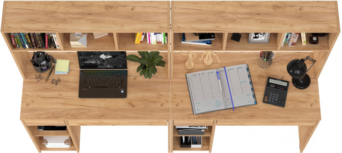 Стол компьютерный Комфорт 12.77F + Стол компьютерный Комфорт 12.77F, цвет дуб крафт золотой, ШхГхВ 200х49,8х147 см., универсальная сборка