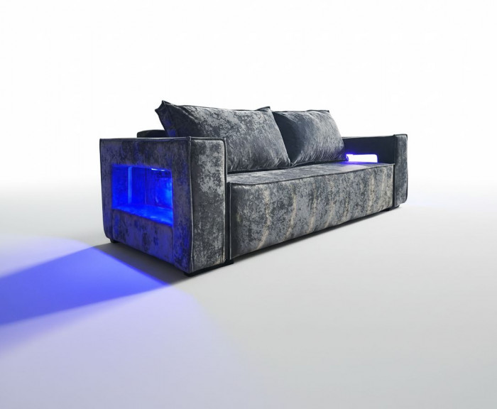 Диван-кровать Лофт Люкс Плюш с подсветкой, еврокнижка, 140х195, серый