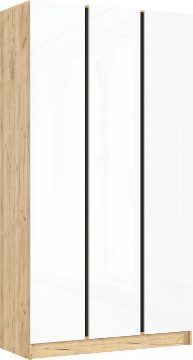 Келвин Шкаф 3-х створчатый (1200) (Белый Глянец, Дуб Крафт)