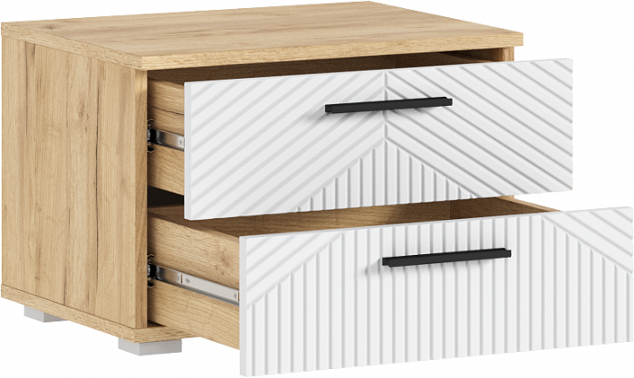 Сильвия Тумбы прикроватные 2шт, Браш Вайт/Дуб крафт