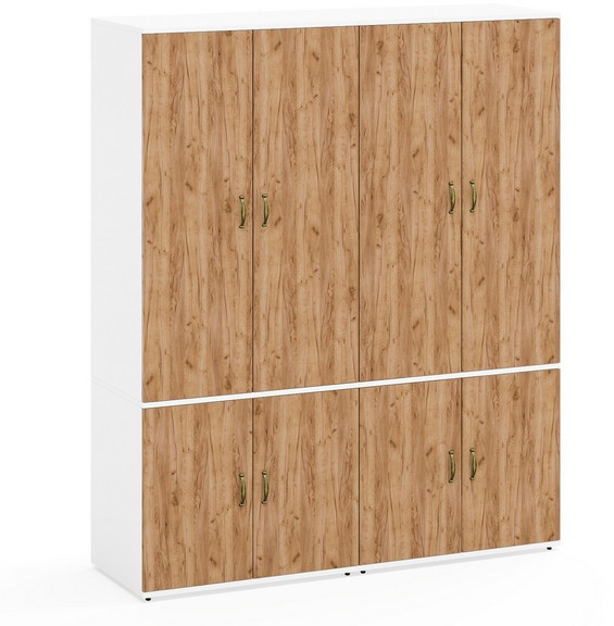 Лидер-8 Шкаф МД 19Б 2 шт., цвет белый шагрень/крафт золото, ШхГхВ 160х50х190 см., универсальная сборка