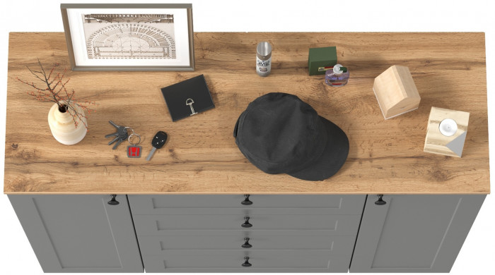 Остин 16.221 Комод, цвет серый графит/дуб крафт золотой, ШхГхВ 120х41,9х99,3 см.