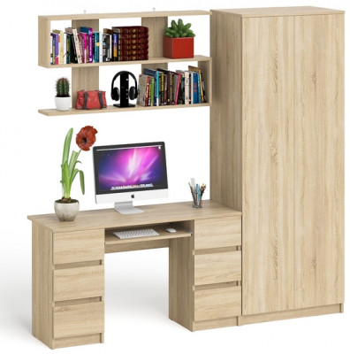 Мори компьютерный стол МС-2 + Шкаф МШ800.1 + Полка 1200, дуб сонома