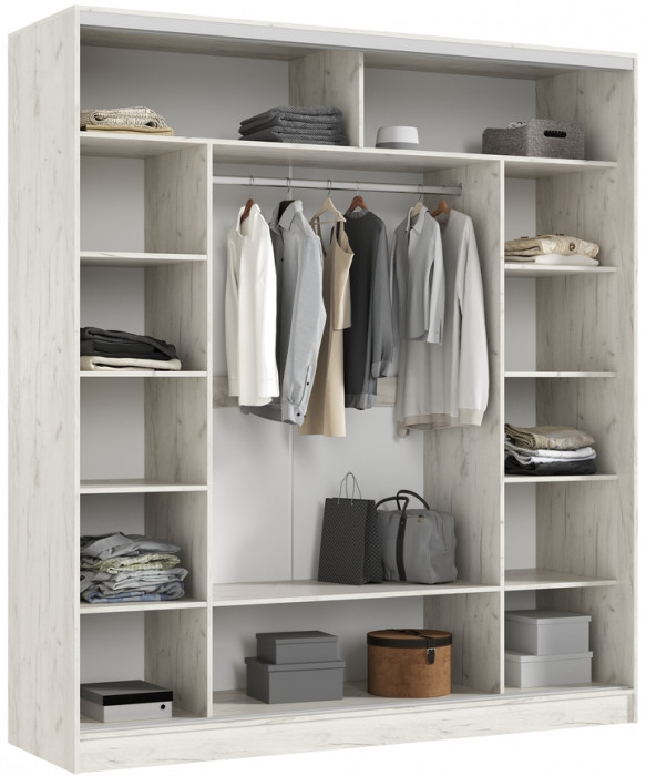 Шкаф-купе Тринити-6 (2,0 м), Дуб крафт белый